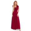 405-1 ELENA Długa suknia z dekoltem i wiązaniami na ramionach - BORDOWA-6