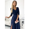 309-6 AMBER elegancka koronkowa długa suknia z dekoltem - GRANATOWA-5