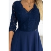 309-6 AMBER elegancka koronkowa długa suknia z dekoltem - GRANATOWA-6