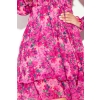410-3 MONICA szyfonowa sukienka z wiązanym dekoltem - RÓŻOWE KWIATY-5