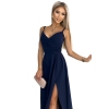 299-7 CHIARA elegancka maxi długa suknia na ramiączkach - GRANATOWA-8