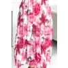 449-5 CARLA Plisowana sukienka midi z guziczkami i długim rękawkiem - ciemno-różowe KWIATY na białym tle-6