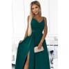 299-11 CHIARA elegancka maxi długa suknia na ramiączkach - ZIELONA-4
