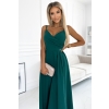 299-11 CHIARA elegancka maxi długa suknia na ramiączkach - ZIELONA-2