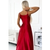299-14 CHIARA elegancka maxi długa satynowa suknia na ramiączkach - CZERWONA-5