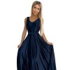 508-1 CINDY długa satynowa suknia z dekoltem i kokardą - GRANATOWA-8