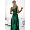 512-1 JULIET elegancka długa satynowa suknia z dekoltem - ZIELEŃ BUTELKOWA-5