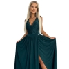 211-6 LEA długa suknia z koronkowym dekoltem - ZIELEŃ BUTELKOWA-8