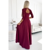 309-9 AMBER elegancka długa suknia maxi z koronkowym dekoltem - BORDOWA-3