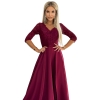 309-9 AMBER elegancka długa suknia maxi z koronkowym dekoltem - BORDOWA-8