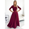 309-9 AMBER elegancka długa suknia maxi z koronkowym dekoltem - BORDOWA-1