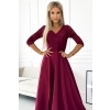309-9 AMBER elegancka długa suknia maxi z koronkowym dekoltem - BORDOWA-4