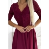 309-9 AMBER elegancka długa suknia maxi z koronkowym dekoltem - BORDOWA-6