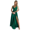 513-1 LUNA elegancka długa satynowa suknia z dekoltem i skrzyżowanymi ramiączkami - ZIELEŃ BUTELKOWA-7