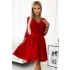 210-16 NICOLLE sukienka z koronkowym dekoltem i dłuższym tyłem - czerwona-4