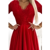 210-16 NICOLLE sukienka z koronkowym dekoltem i dłuższym tyłem - czerwona-5