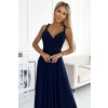 509-1 Elegancka długa suknia wiązana na wiele sposobów - GRANATOWA-2