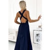 509-1 Elegancka długa suknia wiązana na wiele sposobów - GRANATOWA-5