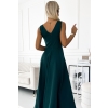 246-5 CINDY długa elegancka suknia z dekoltem - ZIELONA-5