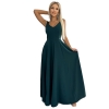 246-5 CINDY długa elegancka suknia z dekoltem - ZIELONA-7