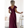 411-10 CRYSTAL satynowa długa suknia z dekoltem - BORDOWA-5